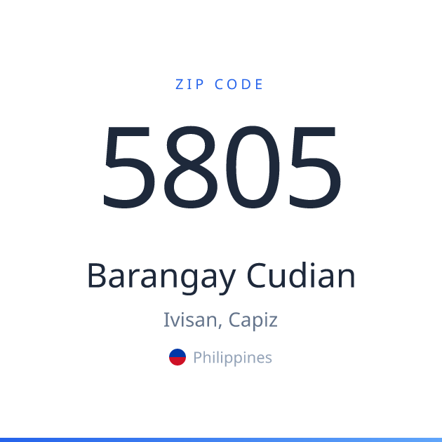 Shareable ZIP code 5805 card for Barangay Cudian, light theme