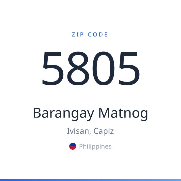 Shareable ZIP code 5805 card for Barangay Matnog, light theme
