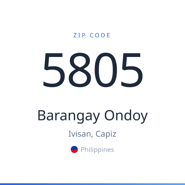 Shareable ZIP code 5805 card for Barangay Ondoy, light theme