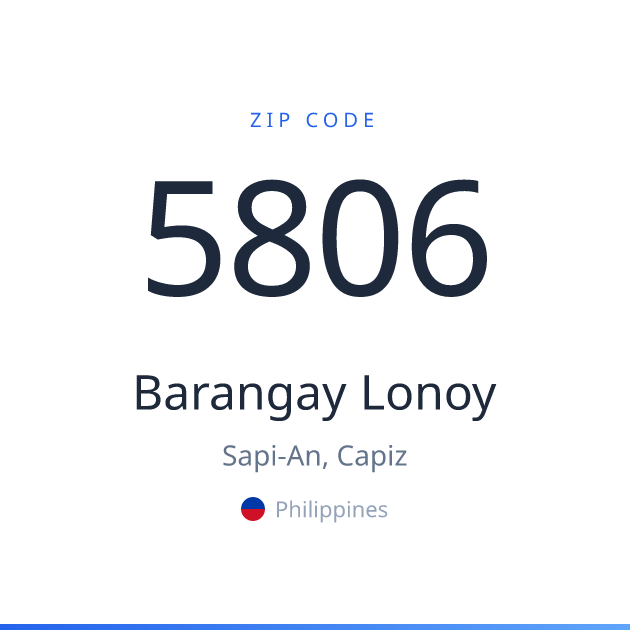 Shareable ZIP code 5806 card for Barangay Lonoy, light theme
