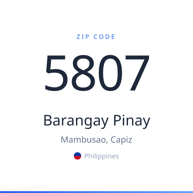 Shareable ZIP code 5807 card for Barangay Pinay, light theme