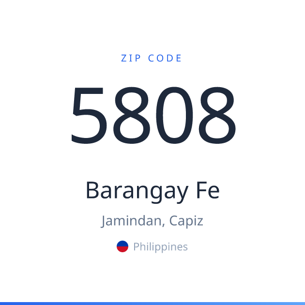 Shareable ZIP code 5808 card for Barangay Fe, light theme