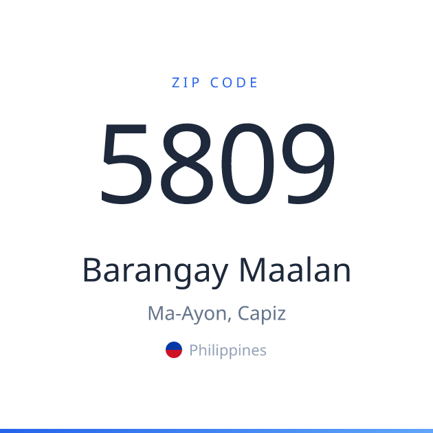 Shareable ZIP code 5809 card for Barangay Maalan, light theme