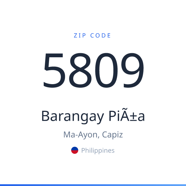 Shareable ZIP code 5809 card for Barangay Piña, light theme