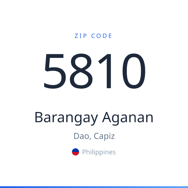 Shareable ZIP code 5810 card for Barangay Aganan, light theme