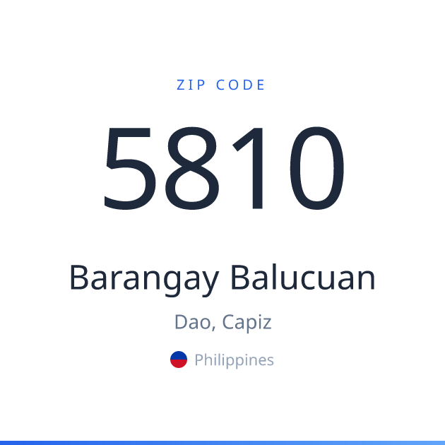 Shareable ZIP code 5810 card for Barangay Balucuan, light theme