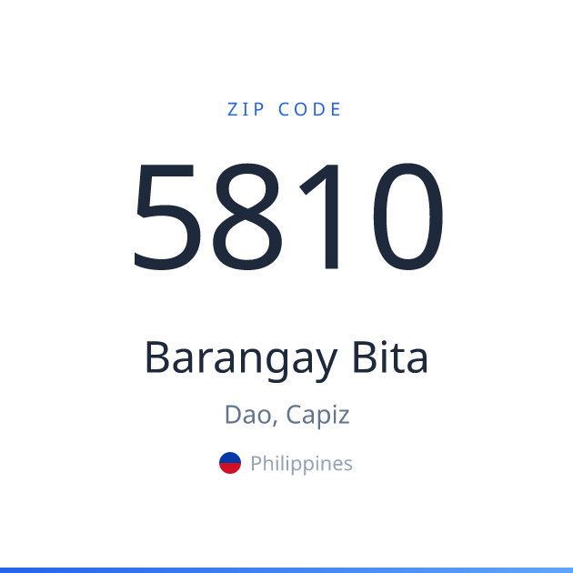 Shareable ZIP code 5810 card for Barangay Bita, light theme