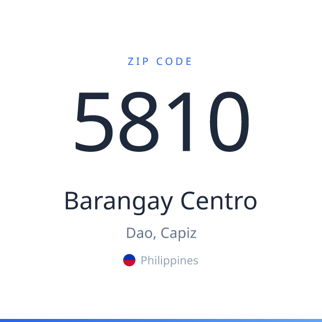 Shareable ZIP code 5810 card for Barangay Centro, light theme