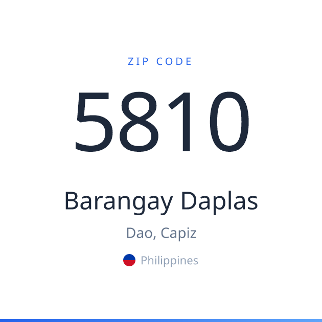 Shareable ZIP code 5810 card for Barangay Daplas, light theme