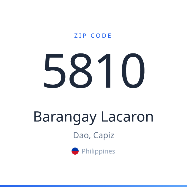 Shareable ZIP code 5810 card for Barangay Lacaron, light theme