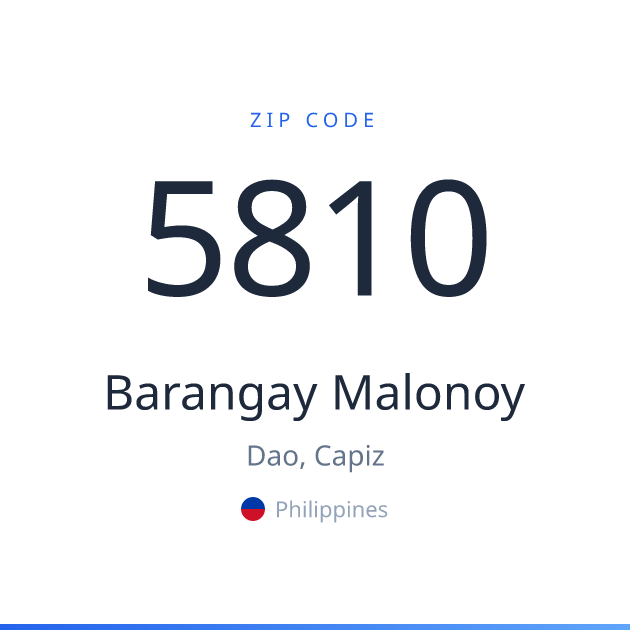 Shareable ZIP code 5810 card for Barangay Malonoy, light theme
