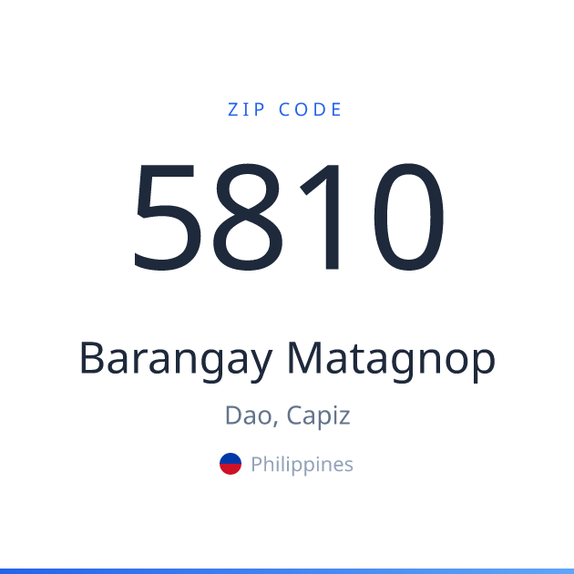 Shareable ZIP code 5810 card for Barangay Matagnop, light theme