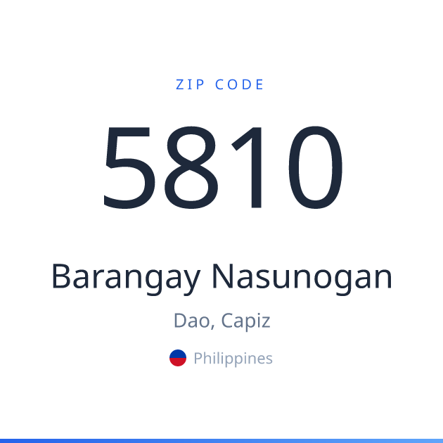 Shareable ZIP code 5810 card for Barangay Nasunogan, light theme