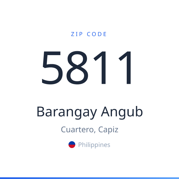 Shareable ZIP code 5811 card for Barangay Angub, light theme