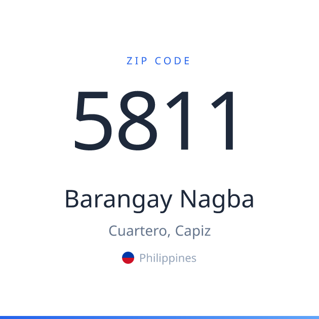 Shareable ZIP code 5811 card for Barangay Nagba, light theme