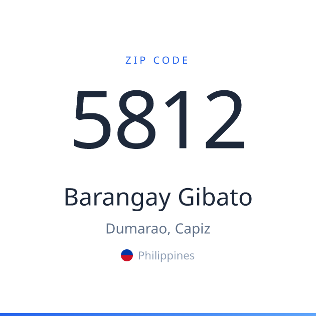 Shareable ZIP code 5812 card for Barangay Gibato, light theme