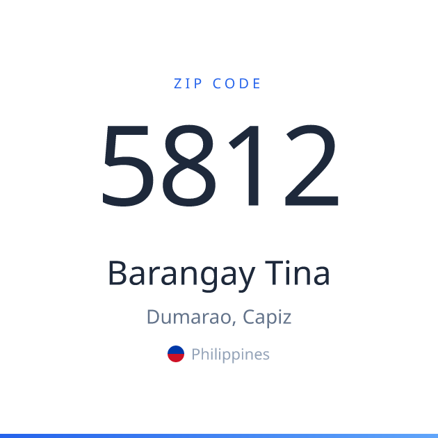 Shareable ZIP code 5812 card for Barangay Tina, light theme