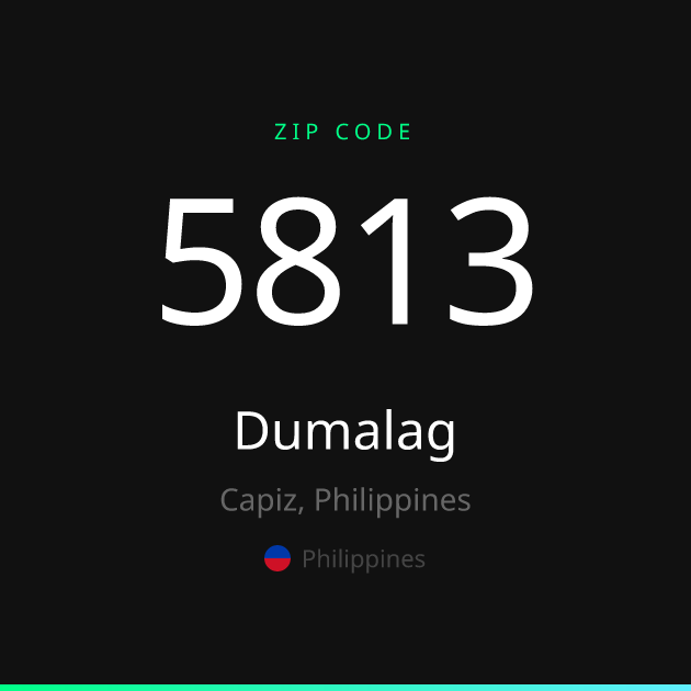 Shareable ZIP code 5813 card for Dumalag, dark theme