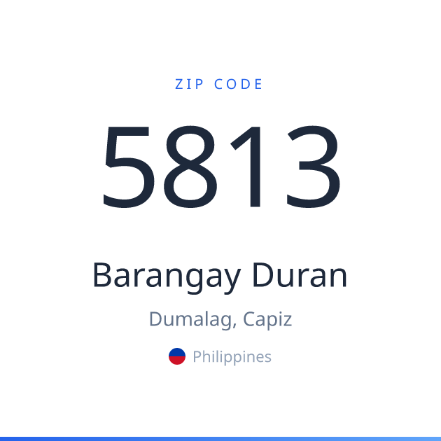 Shareable ZIP code 5813 card for Barangay Duran, light theme