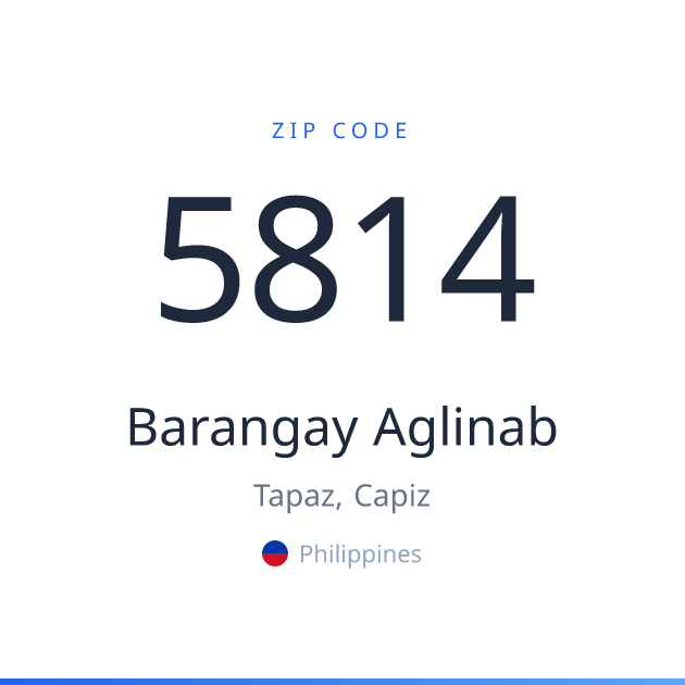Shareable ZIP code 5814 card for Barangay Aglinab, light theme