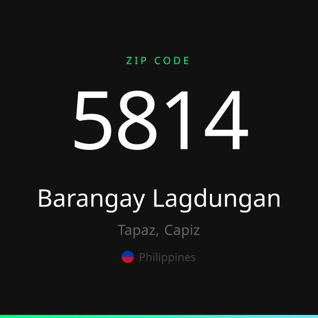 Shareable ZIP code 5814 card for Barangay Lagdungan, dark theme