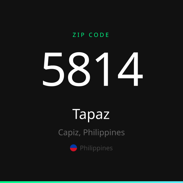 Shareable ZIP code 5814 card for Tapaz, dark theme