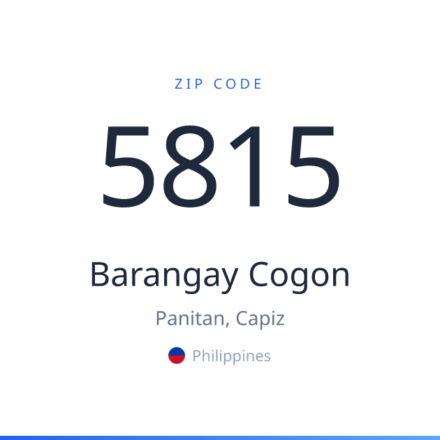 Shareable ZIP code 5815 card for Barangay Cogon, light theme