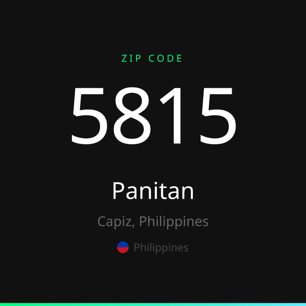 Shareable ZIP code 5815 card for Panitan, dark theme