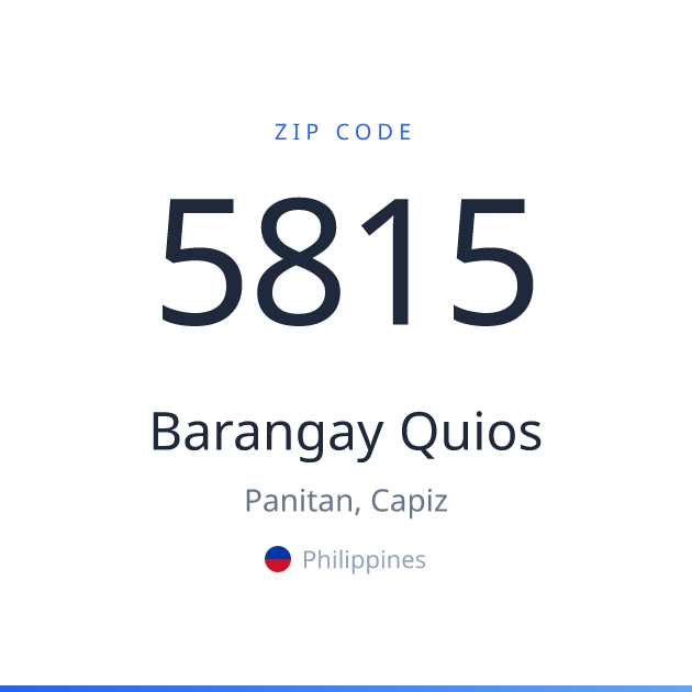 Shareable ZIP code 5815 card for Barangay Quios, light theme