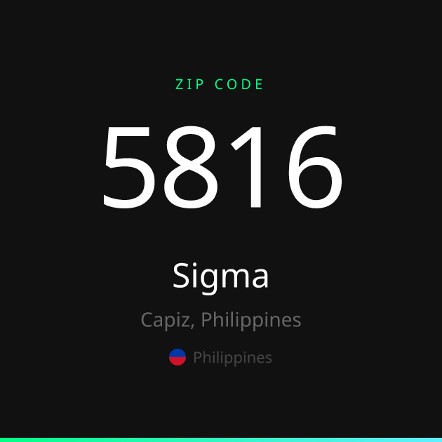 Shareable ZIP code 5816 card for Sigma, dark theme