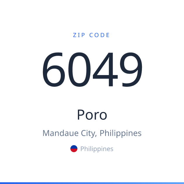 Shareable ZIP code 6049 card for Poro, light theme