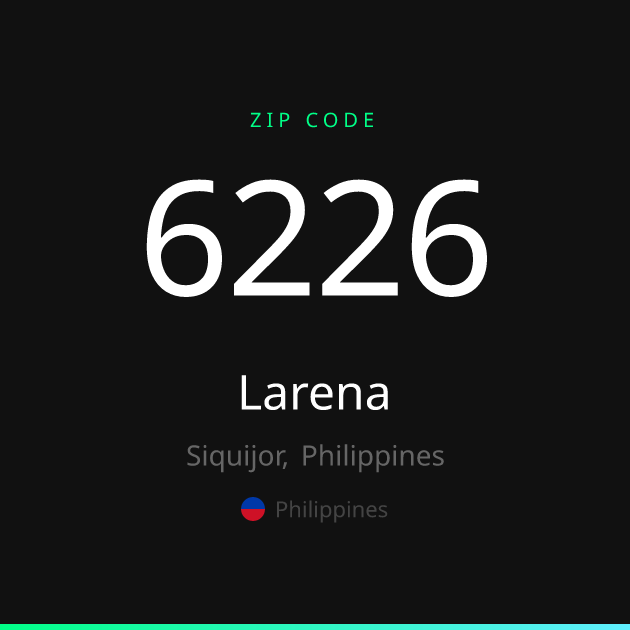 Shareable ZIP code 6226 card for Larena, dark theme