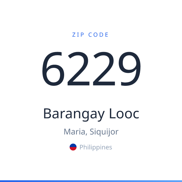 Shareable ZIP code 6229 card for Barangay Looc, light theme