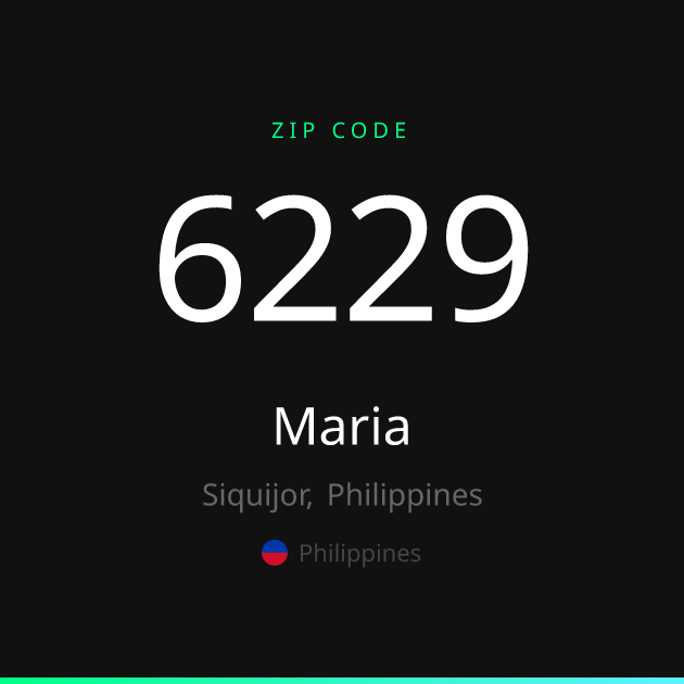 Shareable ZIP code 6229 card for Maria, dark theme