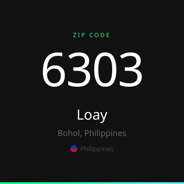 Shareable ZIP code 6303 card for Loay, dark theme