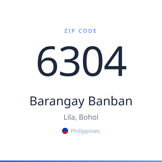 Shareable ZIP code 6304 card for Barangay Banban, light theme
