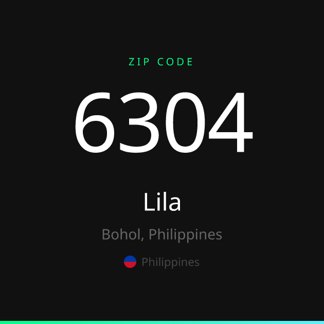 Shareable ZIP code 6304 card for Lila, dark theme