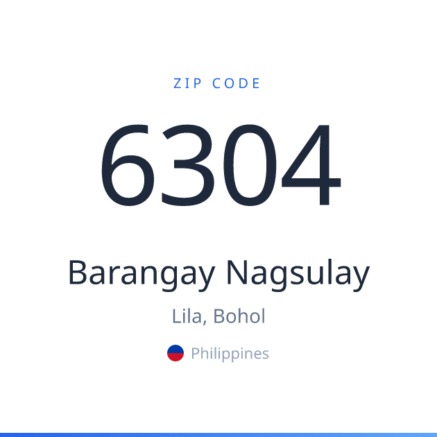 Shareable ZIP code 6304 card for Barangay Nagsulay, light theme