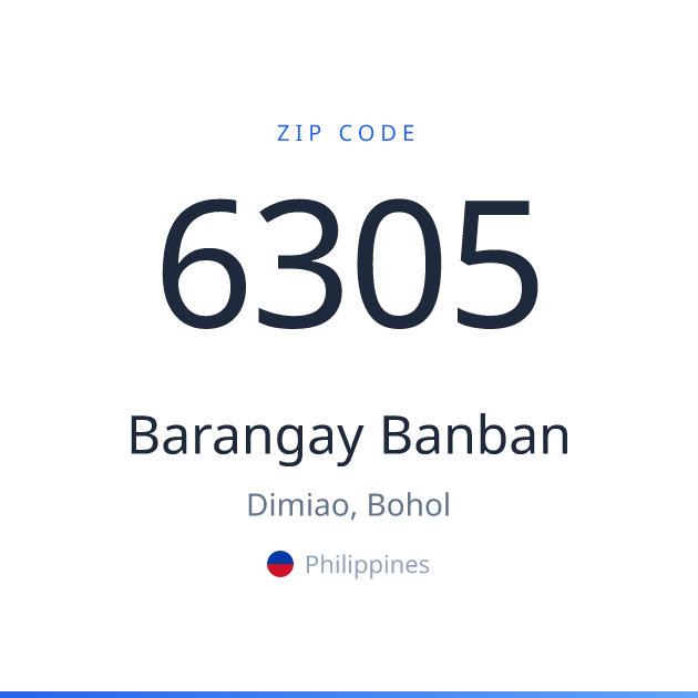 Shareable ZIP code 6305 card for Barangay Banban, light theme