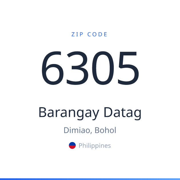 Shareable ZIP code 6305 card for Barangay Datag, light theme