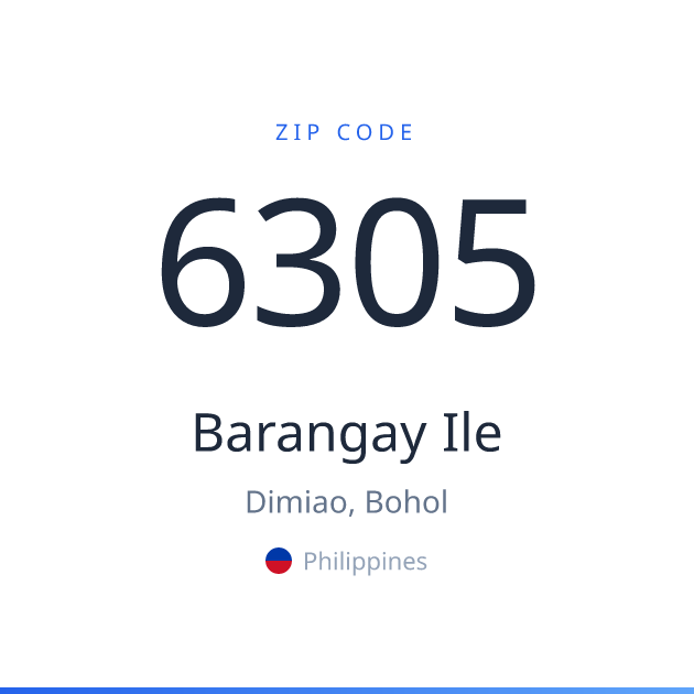 Shareable ZIP code 6305 card for Barangay Ile, light theme