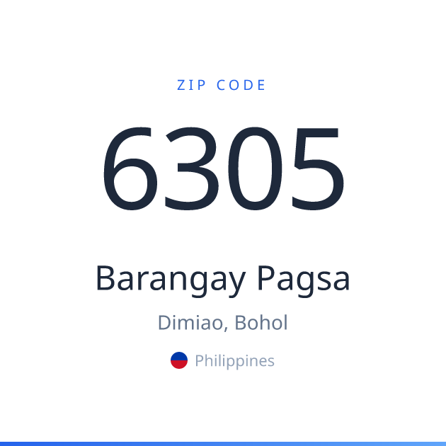 Shareable ZIP code 6305 card for Barangay Pagsa, light theme