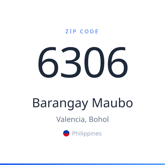Shareable ZIP code 6306 card for Barangay Maubo, light theme