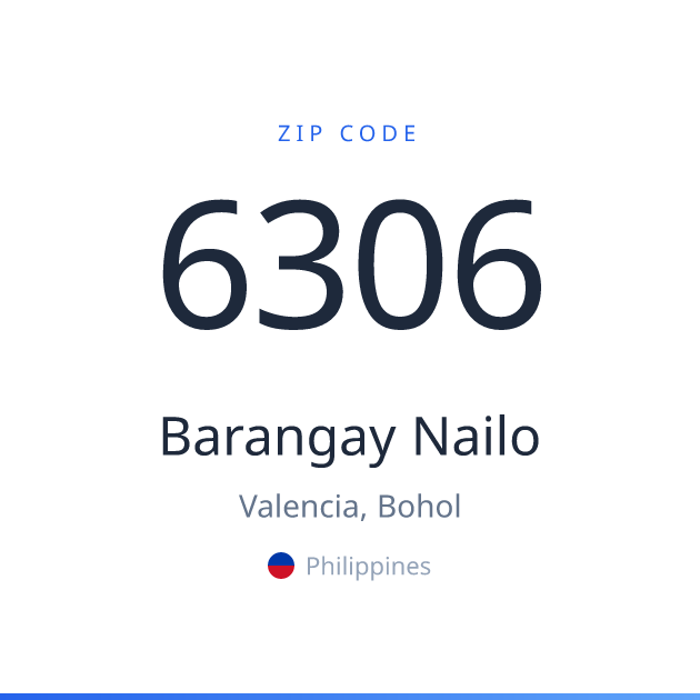 Shareable ZIP code 6306 card for Barangay Nailo, light theme