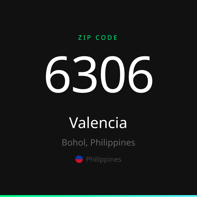 Shareable ZIP code 6306 card for Valencia, dark theme