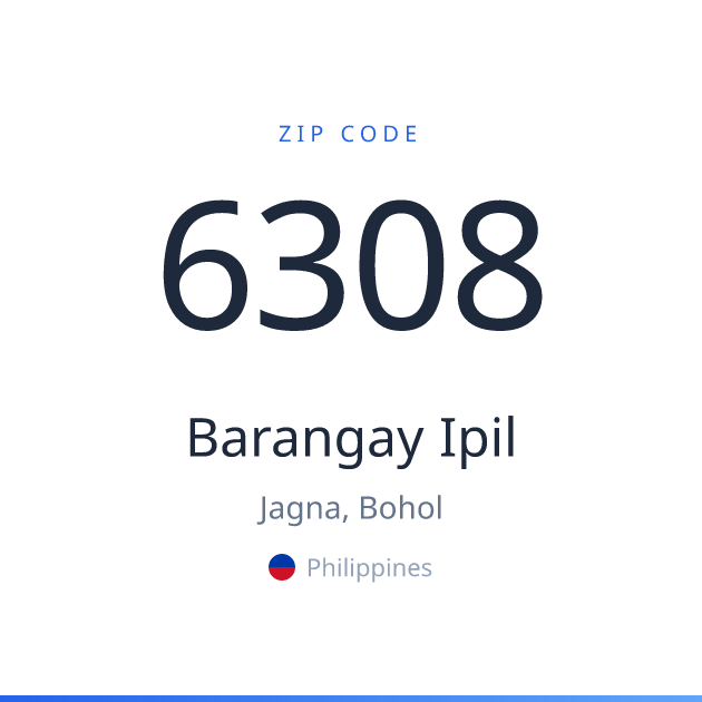 Shareable ZIP code 6308 card for Barangay Ipil, light theme