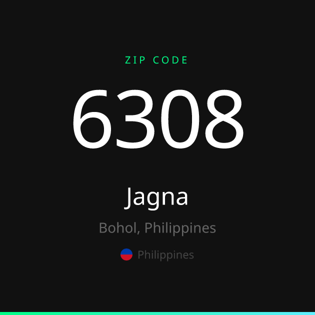 Shareable ZIP code 6308 card for Jagna, dark theme