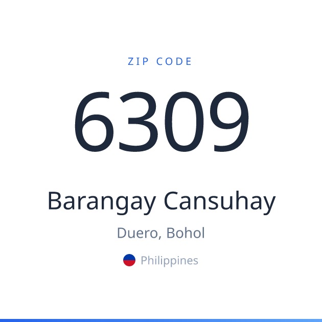 Shareable ZIP code 6309 card for Barangay Cansuhay, light theme