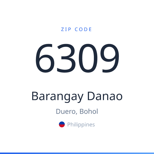Shareable ZIP code 6309 card for Barangay Danao, light theme