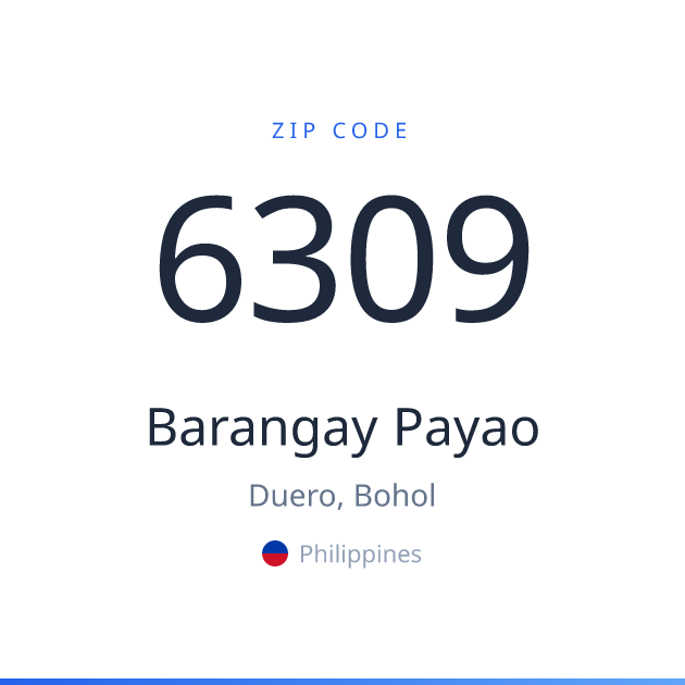 Shareable ZIP code 6309 card for Barangay Payao, light theme